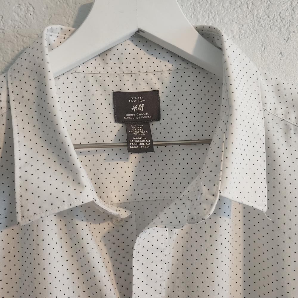 H&M White Polka Dot Men's Shirt